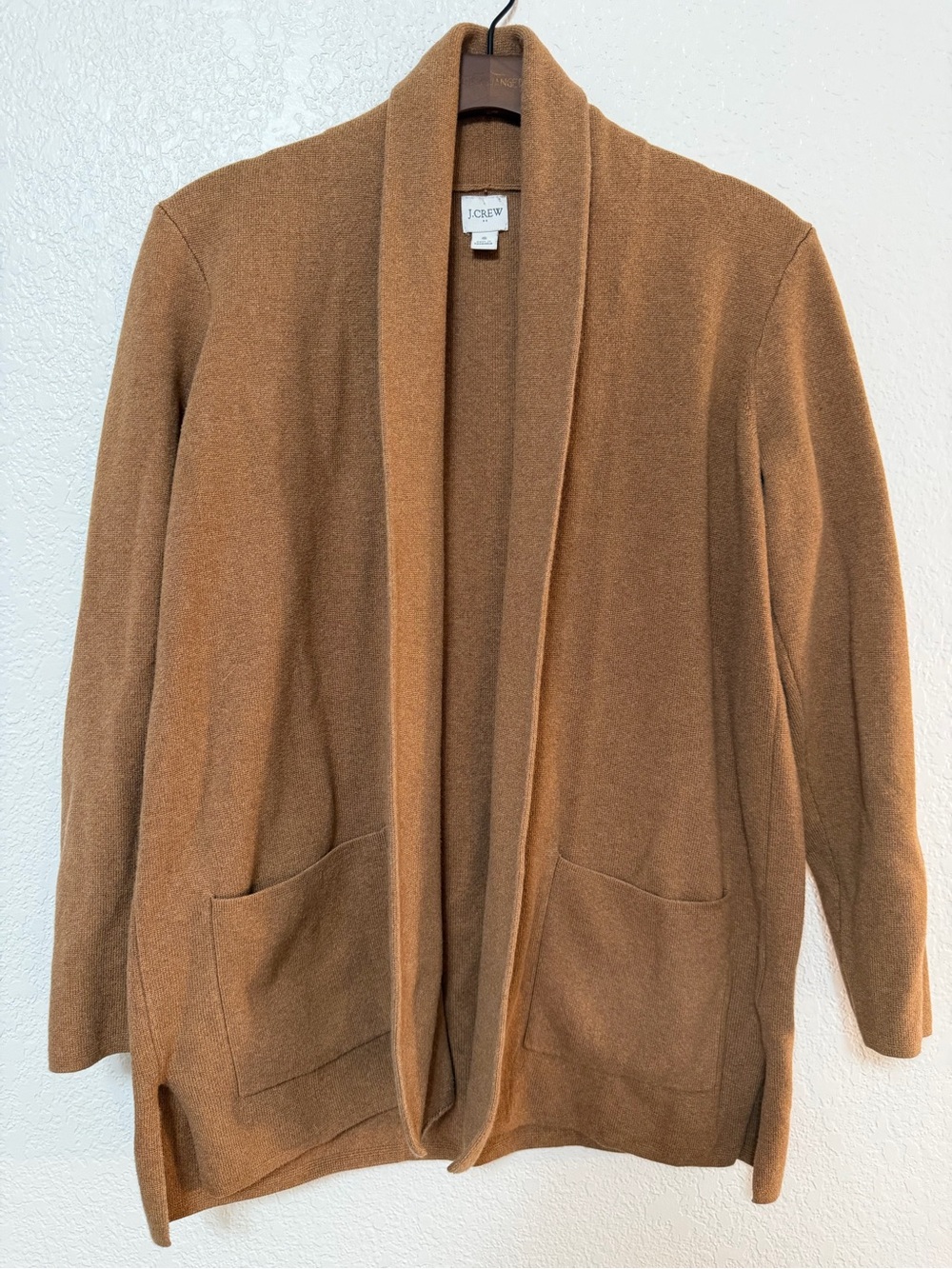 J. Crew Camel 100% Cotton Open-Front Shawl Collar Cardigan Jacket S